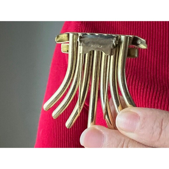 Vtg signed monet pin gold plated statement brooch maximalist ornate organ scarf - Picture 2 of 4